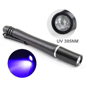 IP65 Short Wave 395nm 365nm UV Flashlight High Quality UV Penlight Aluminum Alloy Pen Torch Light For Money Detect