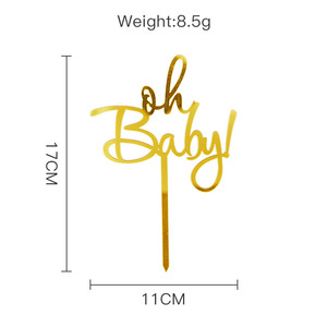 Décoration de gâteau en acrylique doré « OH Baby » pour mariages, anniversaires, Noël, et célébrations de bienvenue pour nouveau-nés - Product Image 2