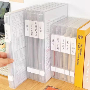 A4 <b>Document</b> Organizer <b>Box</b> Transparent Desktop Office <b>Storage</b> Covered Double Snap Lock Design For Instruction Manuals - Product Image 1