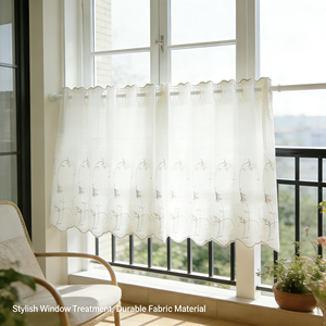 Tenda a Mezza Altezza in Tessuto Bianco, Stile Retrò Ricamato, Traslucida per Porta, Finestra della Cucina o Piccola Finestra - Product Image 6