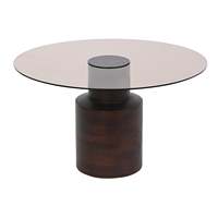 Table basse avec plateau en verre et bois de manguier 80x80x40cm Marron foncé