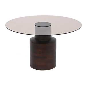 MESA DE CAFÉ DE VIDRIO con SUPERFICIE DE MANGO 80X80X40 MARRÓN OSCURO - Product Image 3