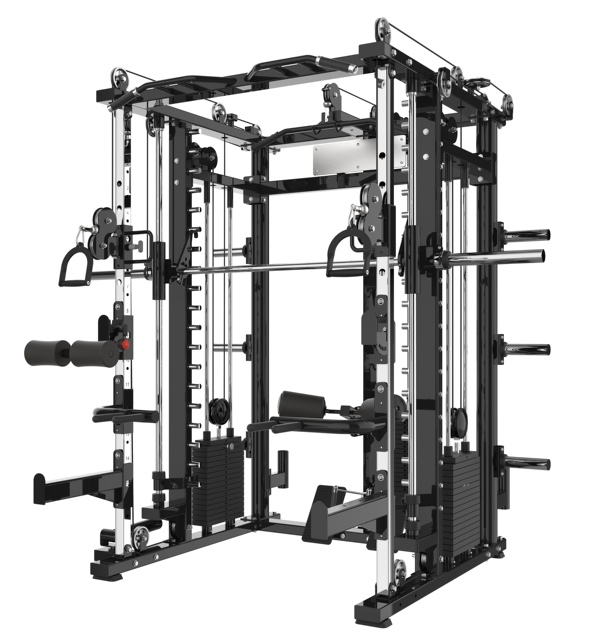 Commercial All-In-One Home Gym Fitness Rack Unisex Multi-Functional Steel Trainer Machine Smith Station for Strength Training