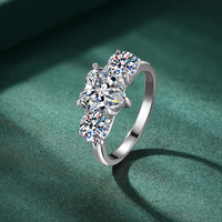 Bague de fiançailles en argent sterling 925 avec moissanite cœur 2+0.5+0.5 carats personnalisée pour femme, certifiée GRA, vente en gros