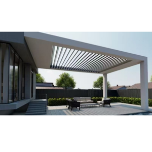 Pérgola de <span class=keywords><strong>Aluminio</strong></span> 6063 T5 <span class=keywords><strong>para</strong></span> Jardín, Kit de Pérgola Metálica Independiente de Gran Tamaño Personalizable con Persianas Enrollables Resistentes al Viento - Product Image 6