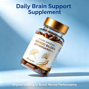 Cápsulas de Extracto de Panax Ginseng, Ginkgo Biloba y Ashwagandha, Suplemento Herbal Antioxidante para el Apoyo Cerebral Diario, para Adultos y Adolescentes - Product Image 1