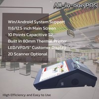 Nuevo Diseño de Caja Registradora POS de 12.5 Pulgadas con Pantalla Táctil Capacitiva, Sistema Operativo Android/Windows, Impresora Térmica Integrada, Cortador Automático y Escáner
