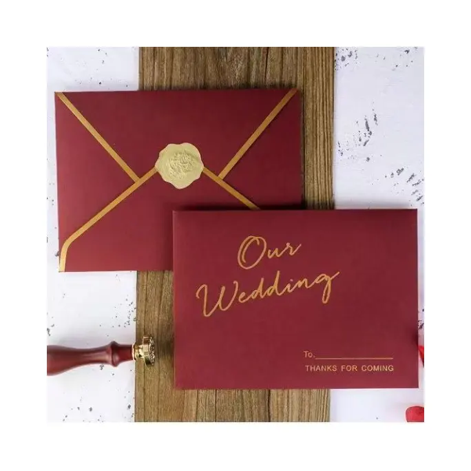 بطاقة دعوة زفاف مخصصة مع ظرف فاخر أنيق لوازم الزفاف أنماط متعددة تحية دعوة زفاف