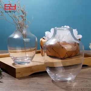 Sunyo Hand Blown Large Glass Vase Lead Free Crystal Glass Flower Vase Home Decoration Centerpiece Glass Vase For Wedding