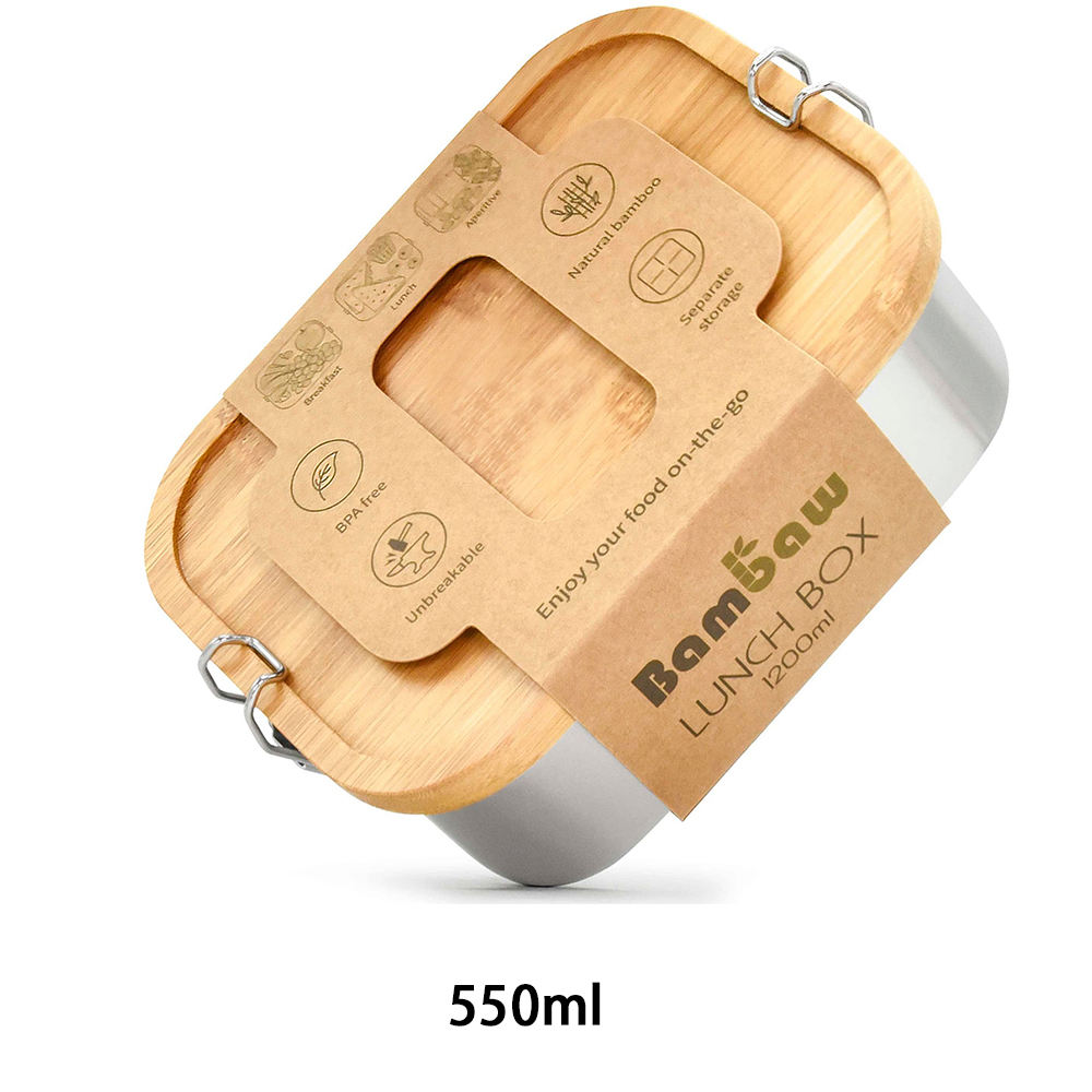 Tapa de bambú plateada 550ml