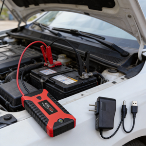 Compact 12V <b>Car</b> Jump Integrated Battery <b>Clamps</b> Dual USB Port Emergency Light Built in for Travel Use JUMP START - Product Image 4