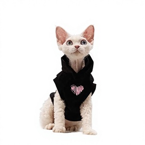 Chaleco con Capucha Negro para Gatos, <span class=keywords><strong>de</strong></span> Lujo, Cómodo para las Cuatro Estaciones, con Logotipo <span class=keywords><strong>de</strong></span> Corazón, Diseño Informal, <span class=keywords><strong>de</strong></span> Poliéster, para Gatos sin Pelo - Product Image 1
