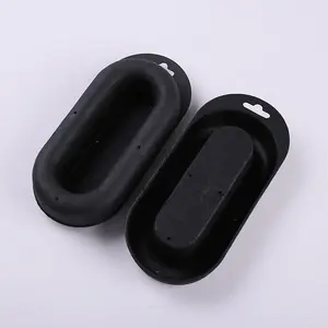 Manufacturer Of Custom Sugarcane Fiber Molded Packaging Tray Black Pulp Mold Box With Hook