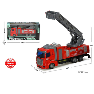 Personalizado 1: 50 escala pull-back escada caminhão de bombeiros liga de elevação caminhão de combate a incêndio <span class=keywords><strong>diecast</strong></span> fogo água recipiente caminhão - Product Image 1
