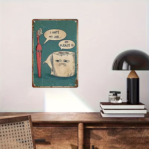 Divertente targa in metallo con citazione per il bagno, decorazione da parete vintage con la scritta "I Hate My Job" per il bagno di casa - Product Image 3