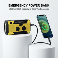5000mAh Stoßfestes USB-C Aufladbares Notfall-Wetterradio mit Solar- und Handkurbel-Dynamo, SOS-Alarm für Bergsteigen