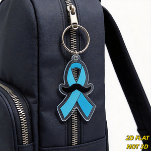 Llavero de Concienciación sobre el Cáncer de Próstata, Cinta Azul con Bigote, Acrílico, Ligero, Llavero Novedoso - Product Image 3
