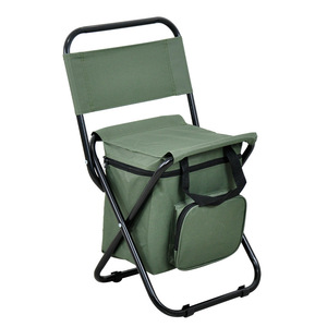 Portable <b>Folding</b> Camping <b>Stool</b> With Backrest And Cooler Bag Insulated Lightweight Outdoor Chair For Picnic Hiking - Product Image 1