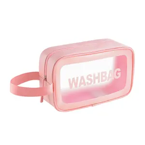 Large capacity design custom TPU clear makeup bag toiletry bag travel cosmetic bag