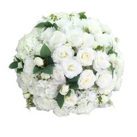 Boule de fleurs artificielles en soie et mousse PE, rose et gypsophile, blanches, luxueuses, colorées, faites à la main, légères, antibactériennes, pour mariage