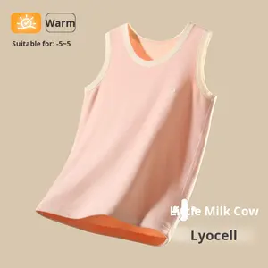 Automne hiver enfants <span class=keywords><strong>gilet</strong></span> Lyocell tricoté décontracté vêtements intérieurs haut sans manches filles bonbons couleurs sous-vêtement thermique garçons solide - Product Image 6