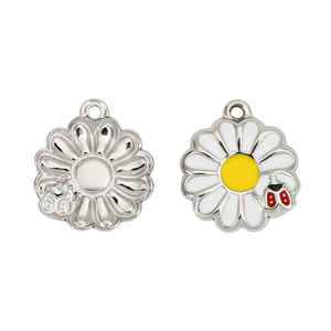 Colgante de mariquita Daisy de acero inoxidable con efecto de goteo de aceite, accesorios de joyería DIY para la fabricación de pulseras y collares. - Product Image 3
