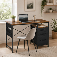 Bureau de travail moderne avec armoire de rangement latérale, table d'ordinateur fonctionnelle pour bureau à domicile et salle d'étude