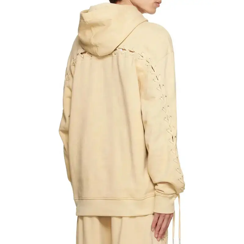 Neues Design Kordel zug kreuzen den Rücken French Terry Kleidung Sweatshirts Super Overs ized Blank Pullover Hoodies