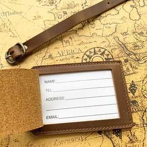 Cowhide Leather Luggage Baggage Tags ID <strong>Label</strong> <strong>for</strong> <strong>Suitcases</strong> Backpack Crazy Horse Genuine Leather Card Holder - Product Image 4