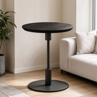Table d'appoint ronde à hauteur réglable, plateau en bois, base en métal, table d'appoint moderne pour salon, table à café, table d'appoint pour canapé