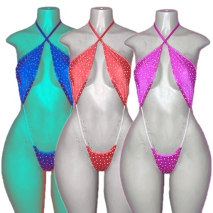 <strong>Wholesale</strong> Exotic Dancewear Customize Fishnet Diamond <strong>Stripper</strong> <strong>Clothes</strong> With Thongs - Product Image 1