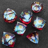 Ensemble de dés DND en résine liquide rouge et bleue brillante, 7 pièces, dés polyédriques transparents pour jeux de rôle, Dungeons & Dragons, Pathfinder RPG