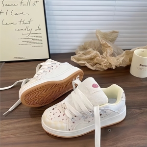 Nuove Scarpe Sportive Casual da Donna 2026 con Suola Spessa e Stampa a Pois - Bianche e Divertenti, Modello Basso, Ideali per l'Uso Quotidiano - Product Image 2