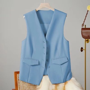 <span class=keywords><strong>Gilet</strong></span> de <span class=keywords><strong>Costume</strong></span> Élégant Décontracté <span class=keywords><strong>pour</strong></span> Femme Printemps Automne Style Coréen Ample <span class=keywords><strong>Sans</strong></span> Manches Veste Simple Boutonnage Velours Coupe-Vent Col en V - Product Image 2