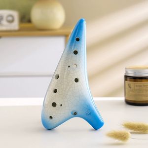 โอคาริน่าใหม่ 12 รู คีย์อัลโต ซี สีเขียวลายแตก แบบสองสี เซรามิก สำหรับการสอน โปรโมชั่น และการแสดง - Product Image 3