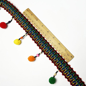 Mousse en <span class=keywords><strong>coton</strong></span> colorée, 2 pièces de 7 cm de largeur, fait à la main, frange Pom, dentelle avec perles en bois, boules poilues pour écharpe, textile de maison - Product Image 6