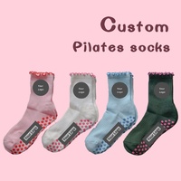 Chaussettes de yoga antidérapantes à motif Pilates, colorées et personnalisées, avec grip rose, modèle Glacier 2026, pour la vente en gros