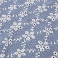 Tissu brodé en maille de chiffon 100% polyester extensible, léger et respirant, pour robe femme, entoilage, sac de canapé, style pastoral