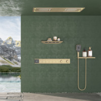Grifo de Ducha Empotrado Multifunción Premium con Efecto Lluvia y Cascada, Set de Grifería Termostática para Baño