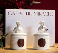 Coffret Cadeau Bougie Parfumée Sculpture Saint George Ornement Diffuseur d'Huile en Céramique Longue Durée Sans Alcool