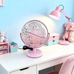 Globe terrestre éclairé par LED rose macaron de 8 pouces, <span class=keywords><strong>carte</strong></span> en PVC <span class=keywords><strong>avec</strong></span> support en métal, globe éducatif rotatif pour la décoration de la chambre des enfants - Product Image 6
