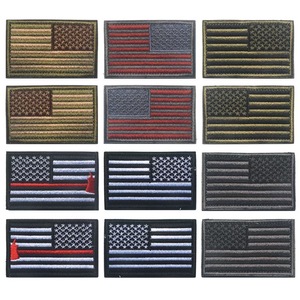 Etichetta <span class=keywords><strong>in</strong></span> tessuto denim ricamata 3D con stelle e strisce americane, distintivi per spalla sinistra e destra, colori multipli - Product Image 2