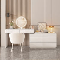 Coiffeuse blanche à longueur réglable avec 6 tiroirs, table de maquillage moderne en bois, commode combinée sur pied pour salon