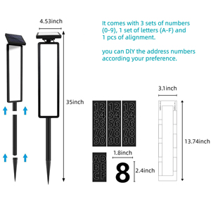 Luz LED solar impermeable para exteriores con alineación para número de <span class=keywords><strong>casa</strong></span>, para jardín, camino, con clasificación IP65, luz para letrero de dirección de puerta - Product Image 3