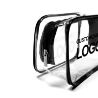 Pochette cosmétique en vinyle personnalisée écologique avec fermeture éclair, transparente, pour le bain, les produits de toilette, le maquillage, sacs à fermeture éclair en PVC réutilisables