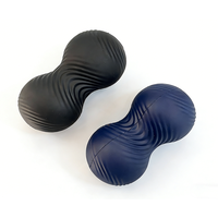 Ballon de massage en forme d'arachide en PU noir durable et imperméable avec logo personnalisé pour le visage, les bras, les pieds, le corps, le yoga, les soins sportifs