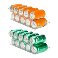 Lot de 2 organiseurs de boissons transparents empilables, support de rangement pour canettes de réfrigérateur, étagère de cuisine