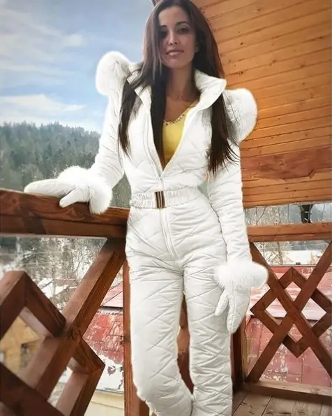 2021冬の暖かい女性のファッションスキースーツジャケットパーカーアウトドアスポーツジャンプスーツジッパースキースーツ