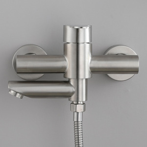 Robinet de douche triple en acier inoxydable avec vanne chaud/froid pour baignoire et douche, entrée/sortie 4 points - Product Image 1