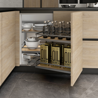 Panier d'angle coulissant multifonction moderne en acier inoxydable pour cuisine, 2 étagères pour rangement de placards ARTSTEEL